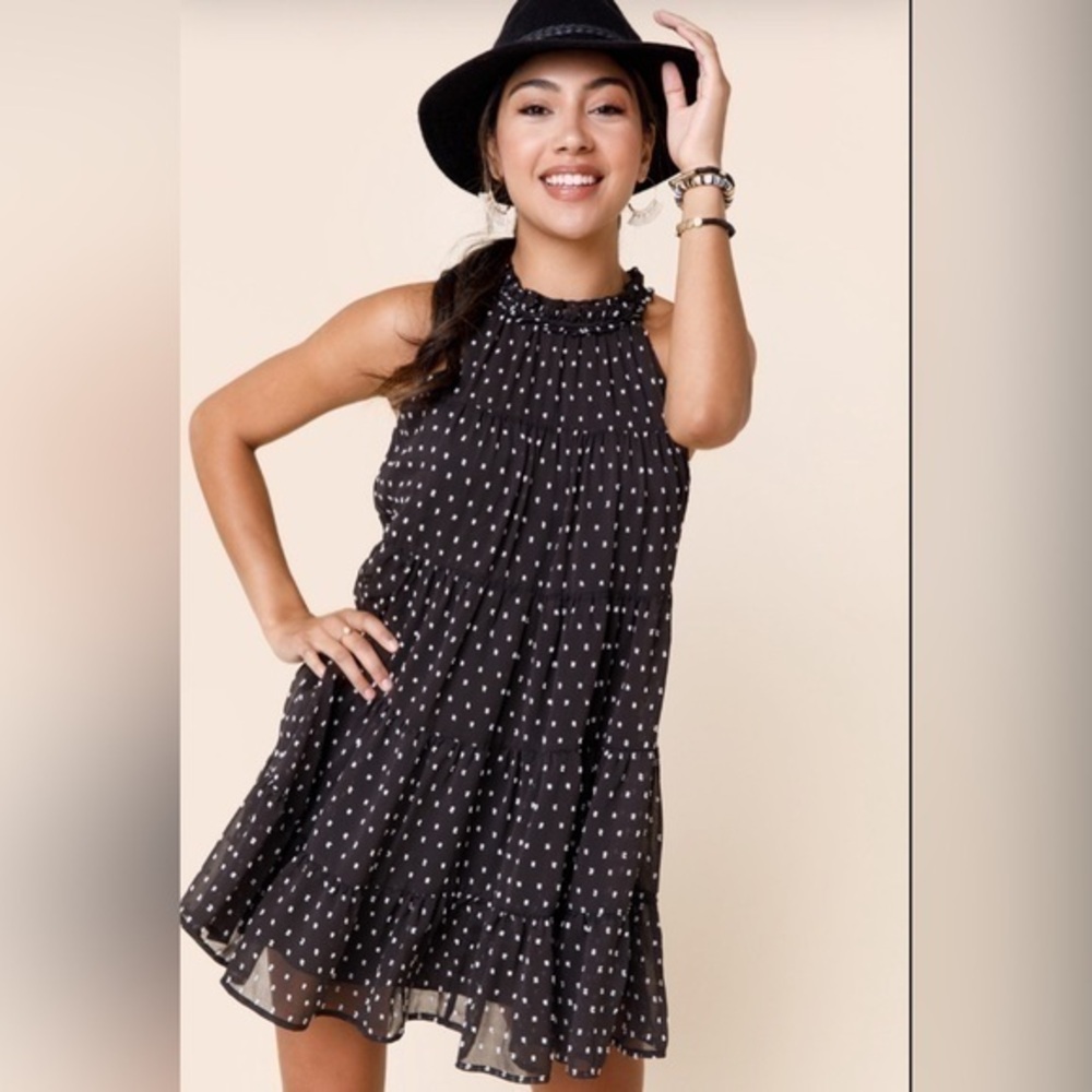 Mi Ami Alice Tiered Clip Dot Swing Mini Dress